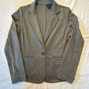 Tahari | Gray & Black Herringbone Knit Blazer | One Button | Size M